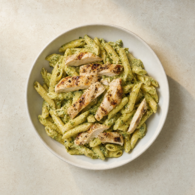 Creamy chicken penne pesto